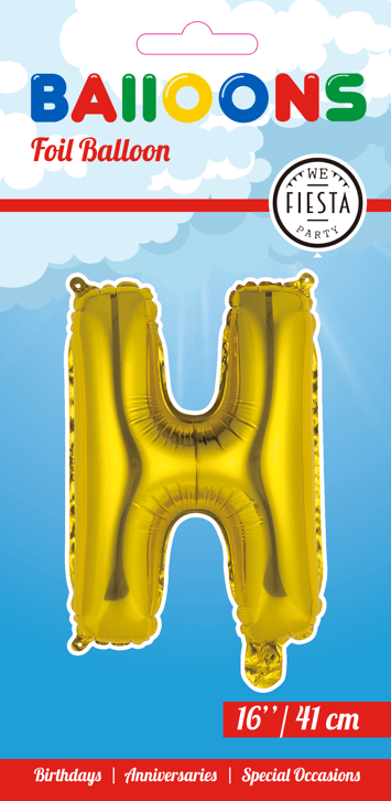 Folie Ballon Letter H Goud 41cm met Rietje