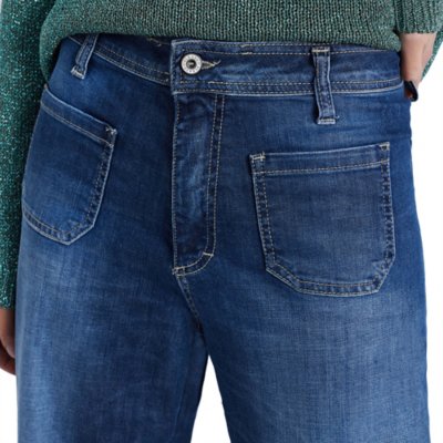 Jean femme Denim Flare Poches Plaquees PLEASE