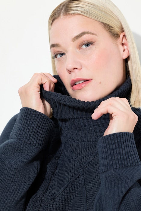 Bellieva-Pullover, Zopfmuster, Rollkragen, Langarm