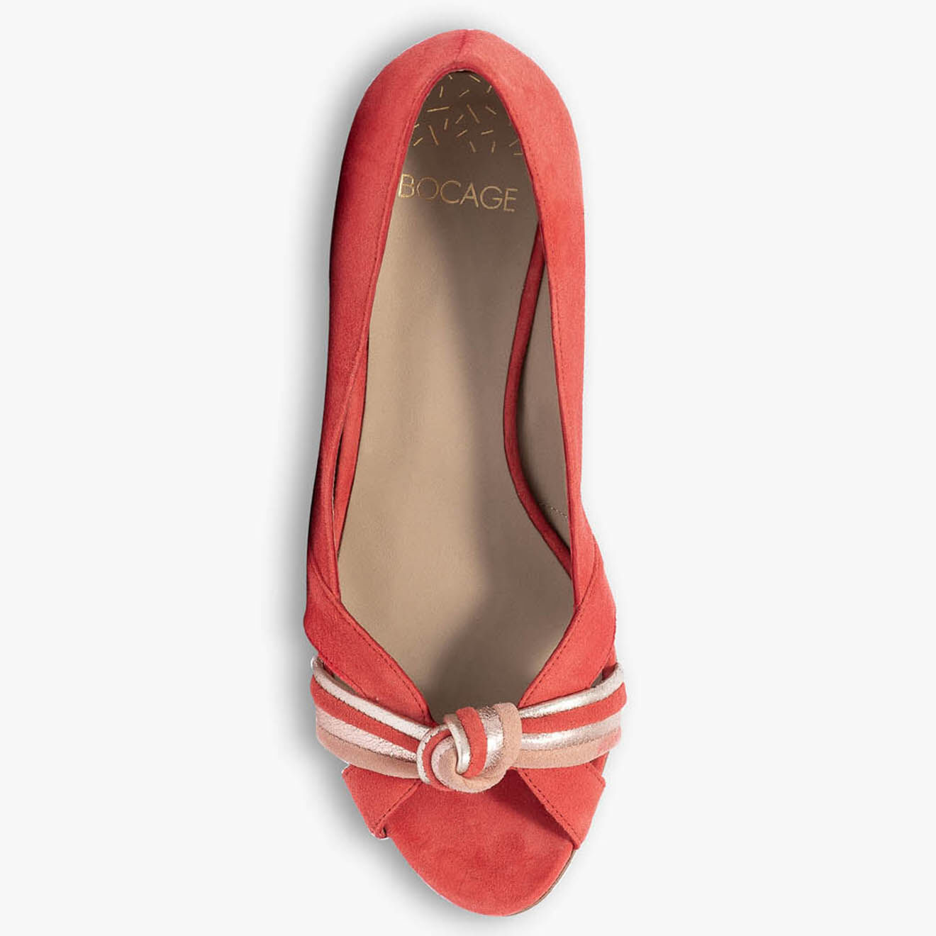 Bocage Escarpins en Velours de Cuir Didier rouge orangé - Talon 6 cm