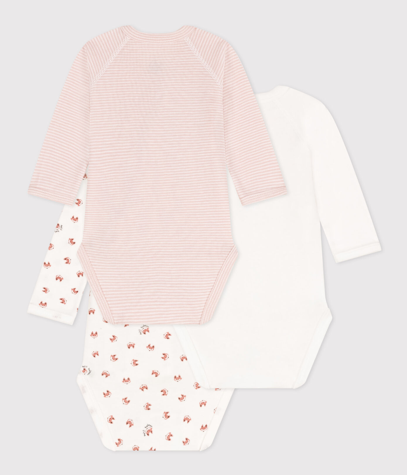 LOT DE 3 BODIES MANCHES LONGUES BÉBÉ EN COTON