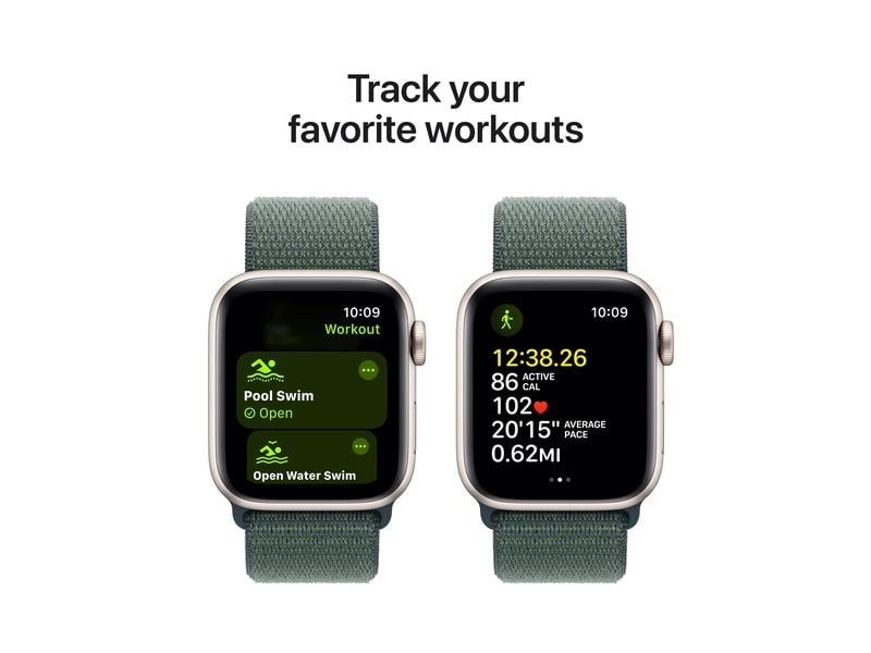 Apple Watch SE 2024 40 mm GPS Lake Green Sport Loop Kann schön viel. Für ganz schön wenig.