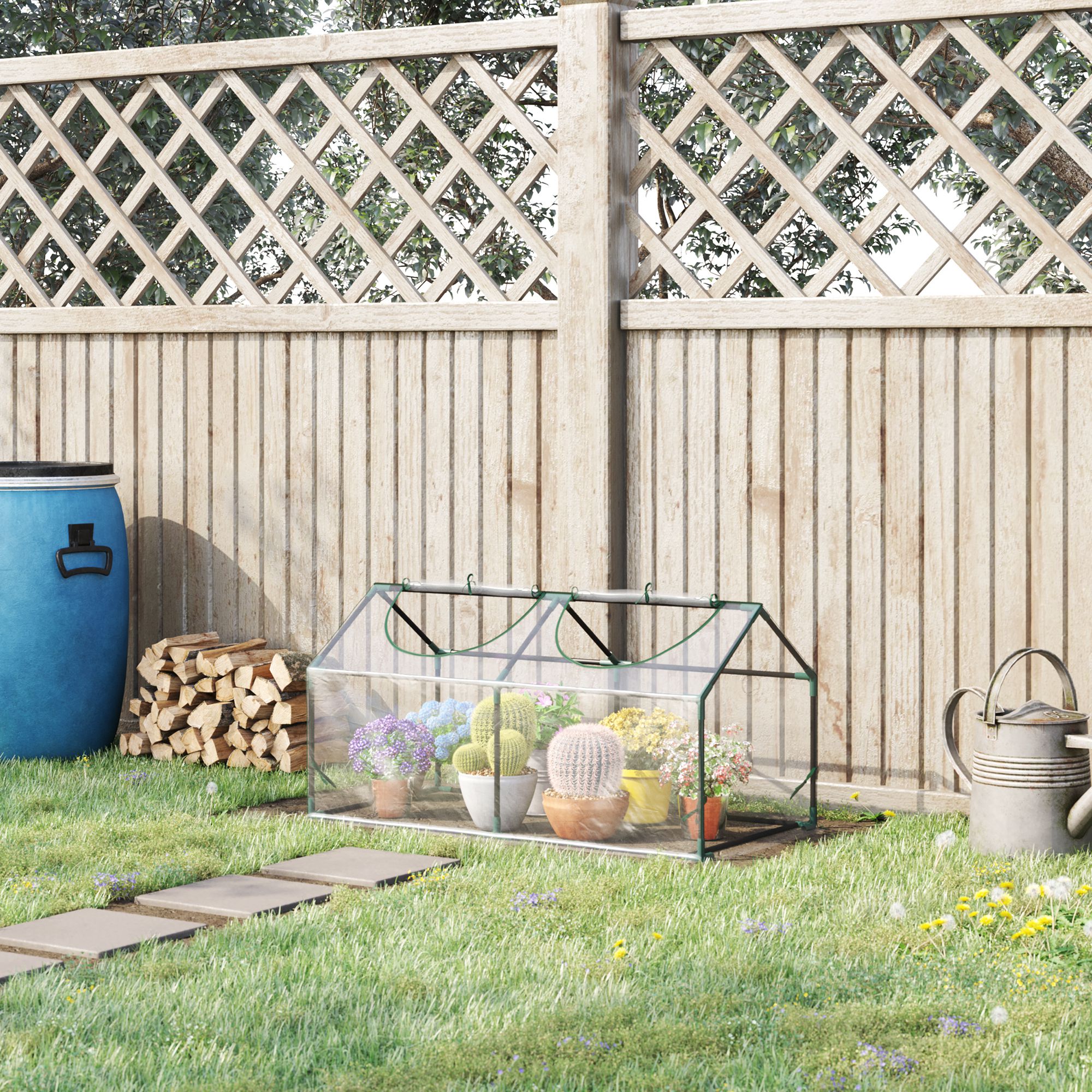 Estufa Outsunny Terrace 120x60x60 cm em aço para jardim com 2 janelas de enrolar, ideal para cultivo de plantas, vegetais e flores. Transparente.