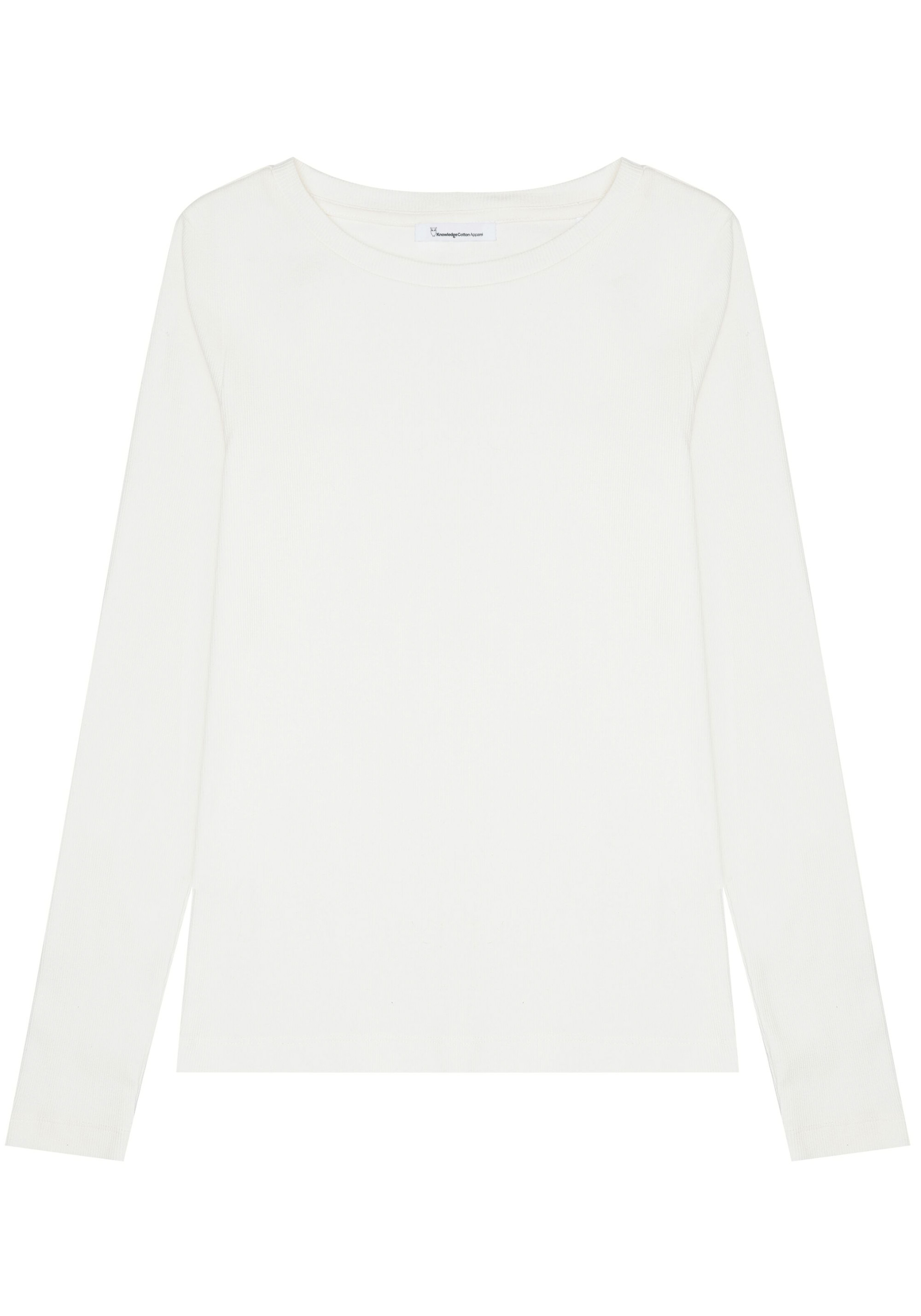 Knowledge Cotton Apparel Rib Longsleeve Scoop Neck Star White