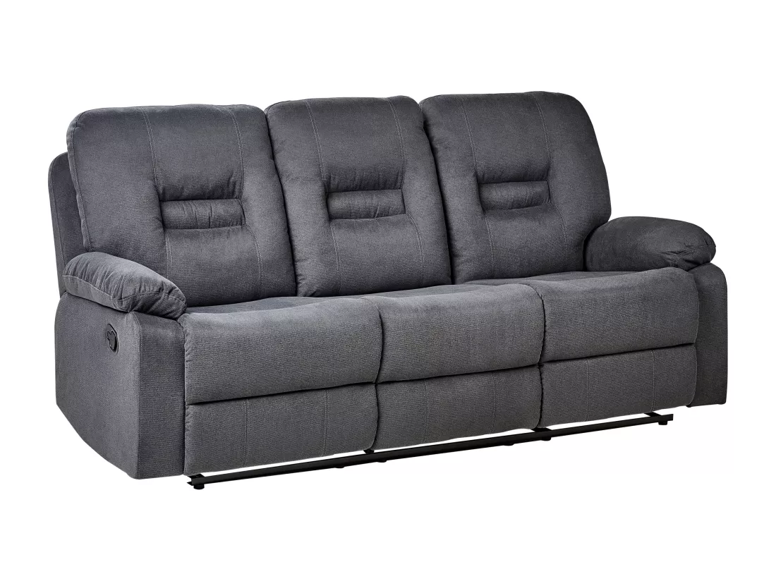 Canapé 3 places inclinable manuellement en tissu gris foncé BERGEN II
