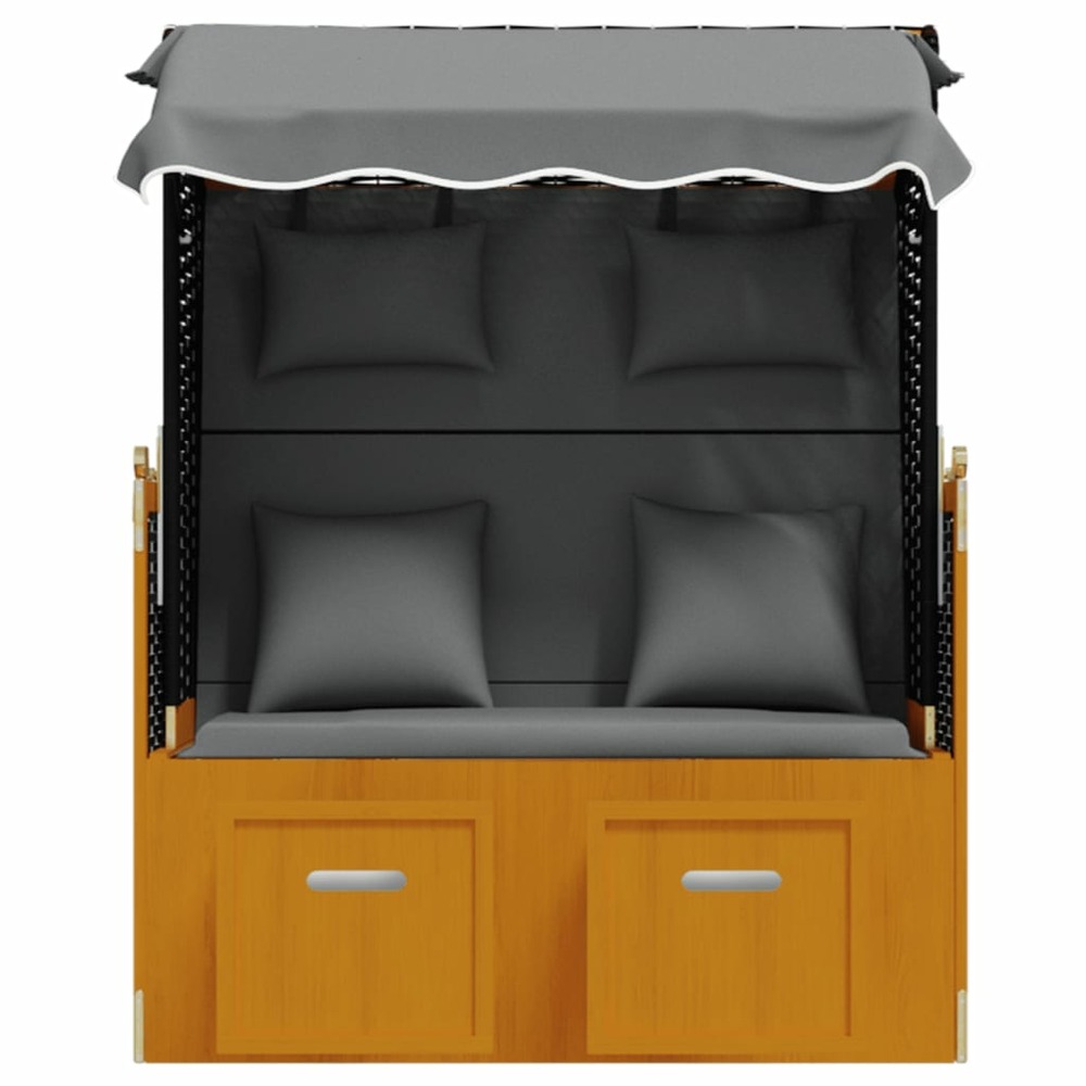 Strandkorb avec coussin résine tressée bois solide anthracite