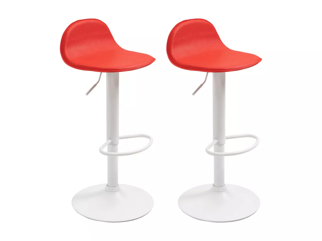 Lot de 2 Tabouret de bar - Similicuir & Métal - Rouge - Lana V2