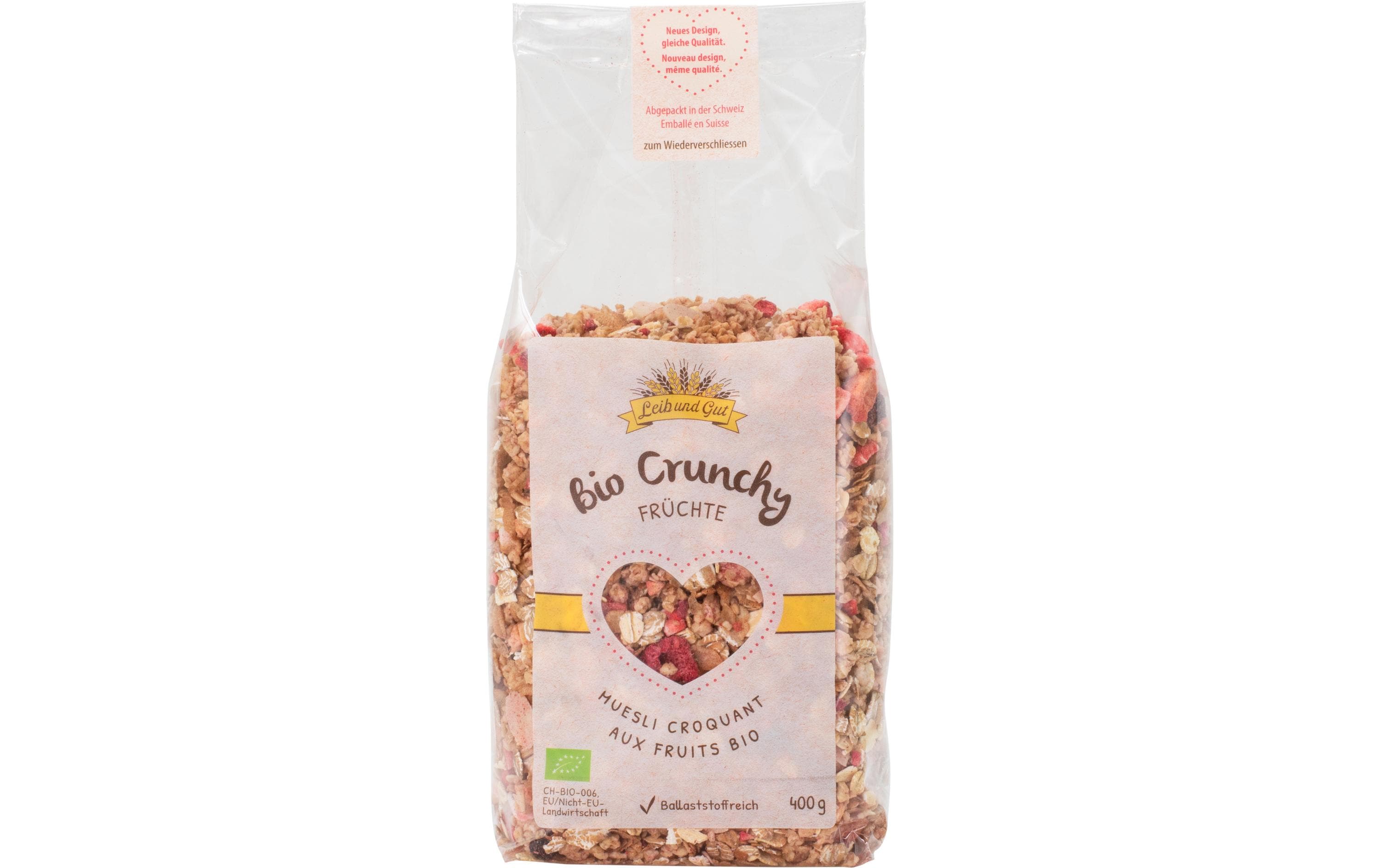 Müesli Bio Crunchy Früchte 400 gKnuspermüesli mit Früchten in Bio-Qualität