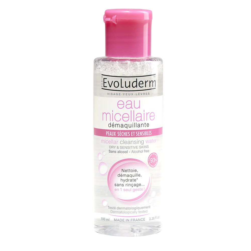 Eau micellaire Evoluderm démaquillante peaux sensibles 100 ml