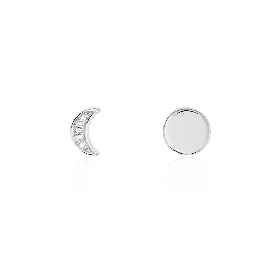 Boucles D'oreilles Dépareillées Lyana Argent Blanc Oxyde De Zirconium