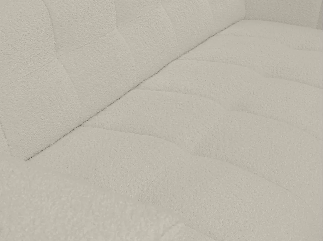 Canapé 3 places convertible express en tissu bouclette beige - Couchage 140 cm - Matelas 13 cm DILOME
