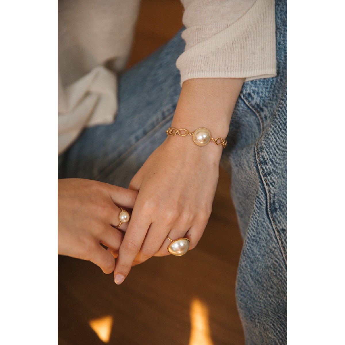 bracelet perle doré à l'or fin - NÉLYA