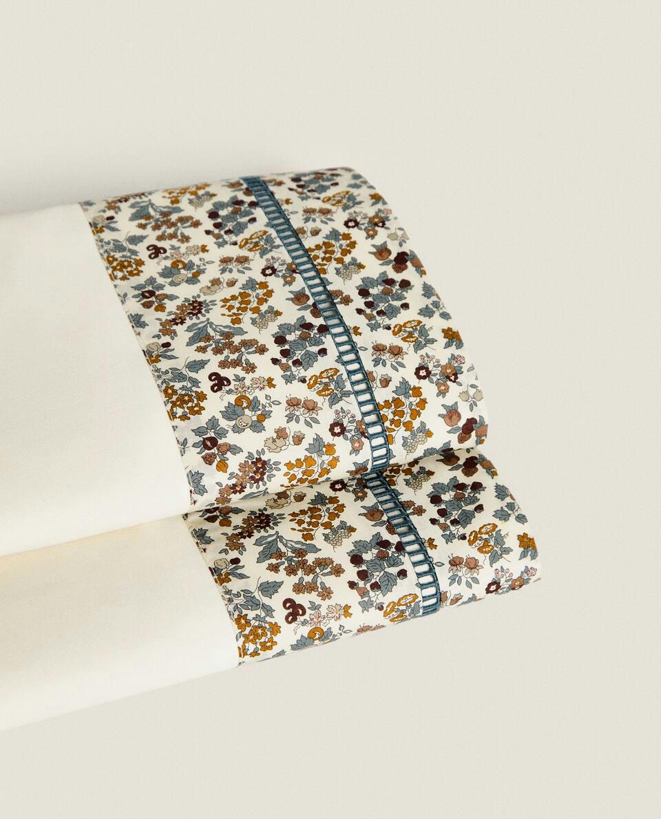 Lençol infantil de tecido estampado floral