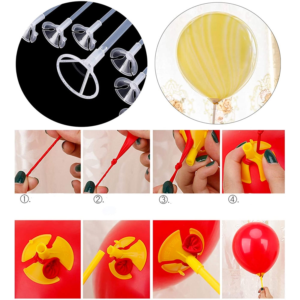 (80cm) 7-fach Luftballon Ständer Ballon Stange Stab Halterung - Weiss