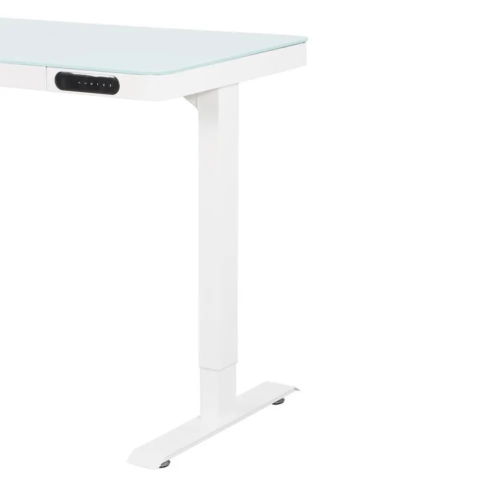 Elektrisch verstelbaar bureau / thuiswerkplek - 120x60 cm - Glas wit