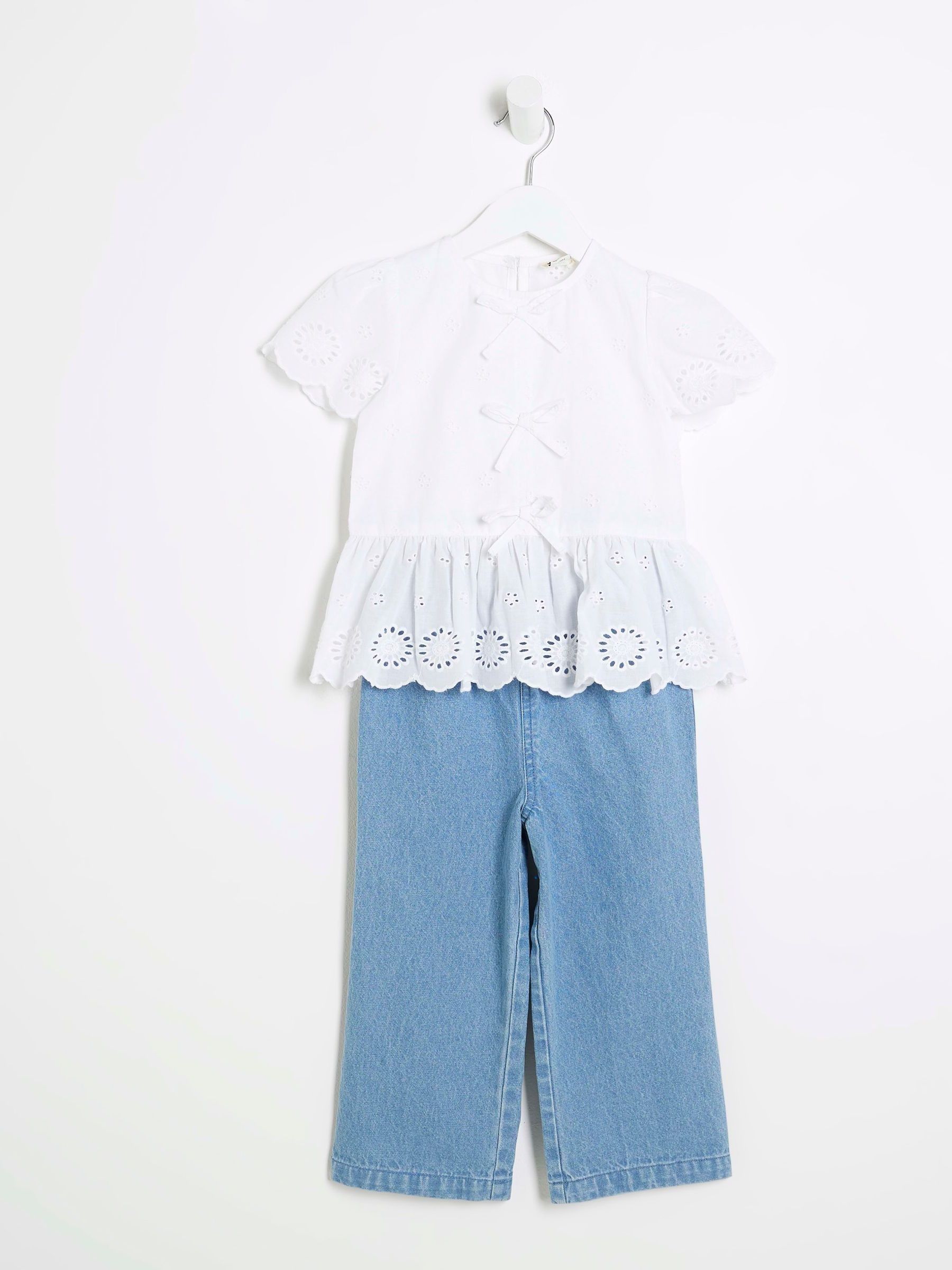 River Island 100% katoenen broidery top en joggingbroek set