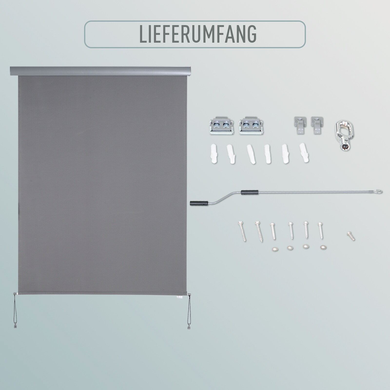 Outsunny Rollo mit Handkurbel 140 x 200 cm (LxH)