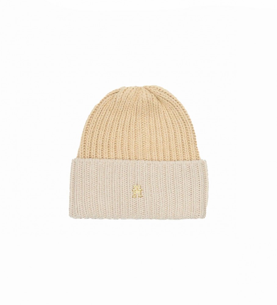 Gorro Tommy Hilfiger Chic Monogram Stretch Knit na cor bege