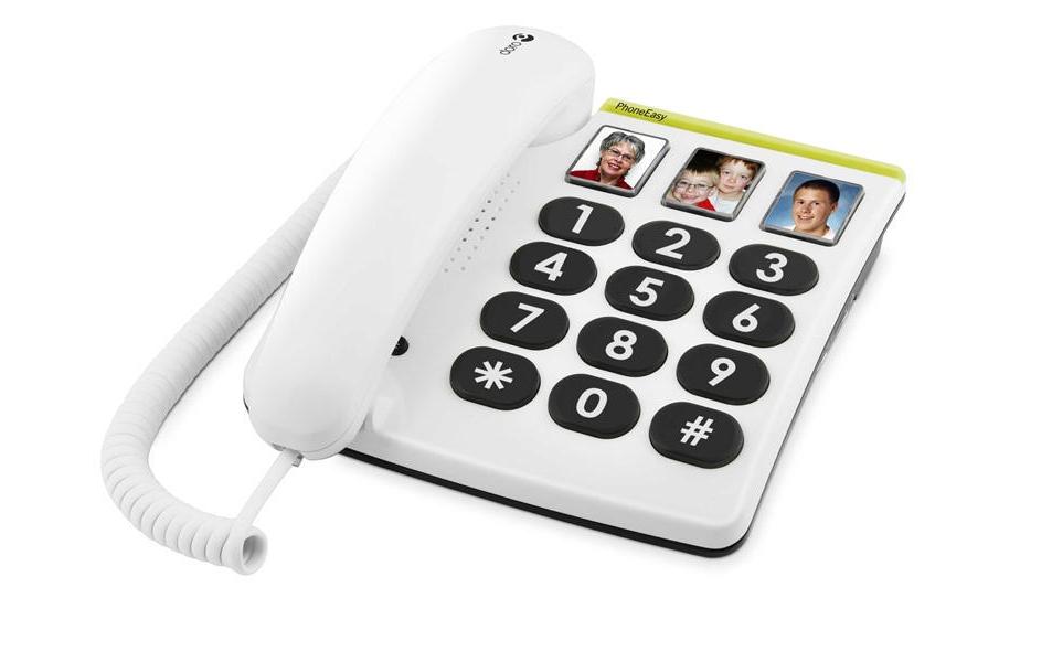 Tischtelefon PhoneEasy 331ph WeissEinfach zu bedienendes Telefon mit Fototasten zur Direktwahl