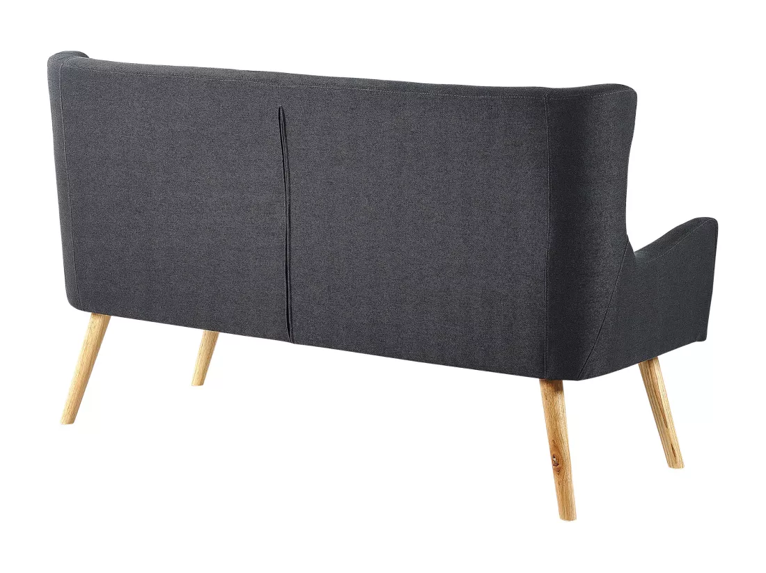 Canapé banquette 2 places en tissu noir SKIBBY