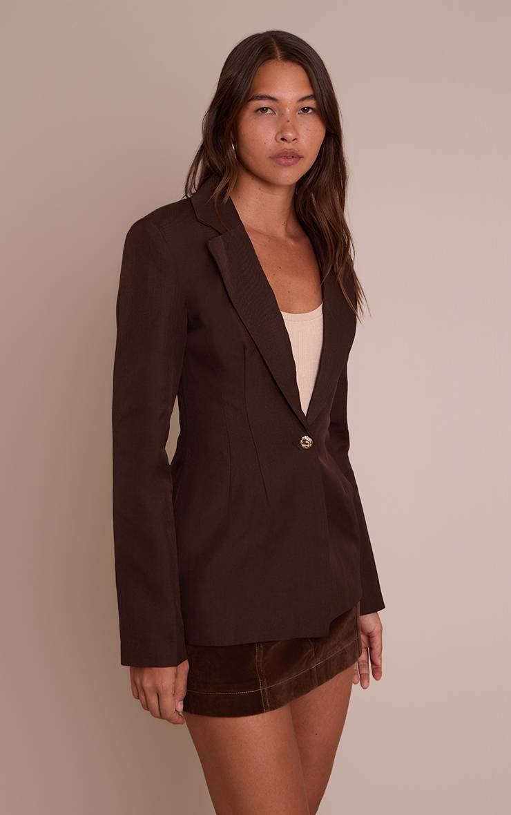 Chocolat Blazer Cintré À La Taille Prune