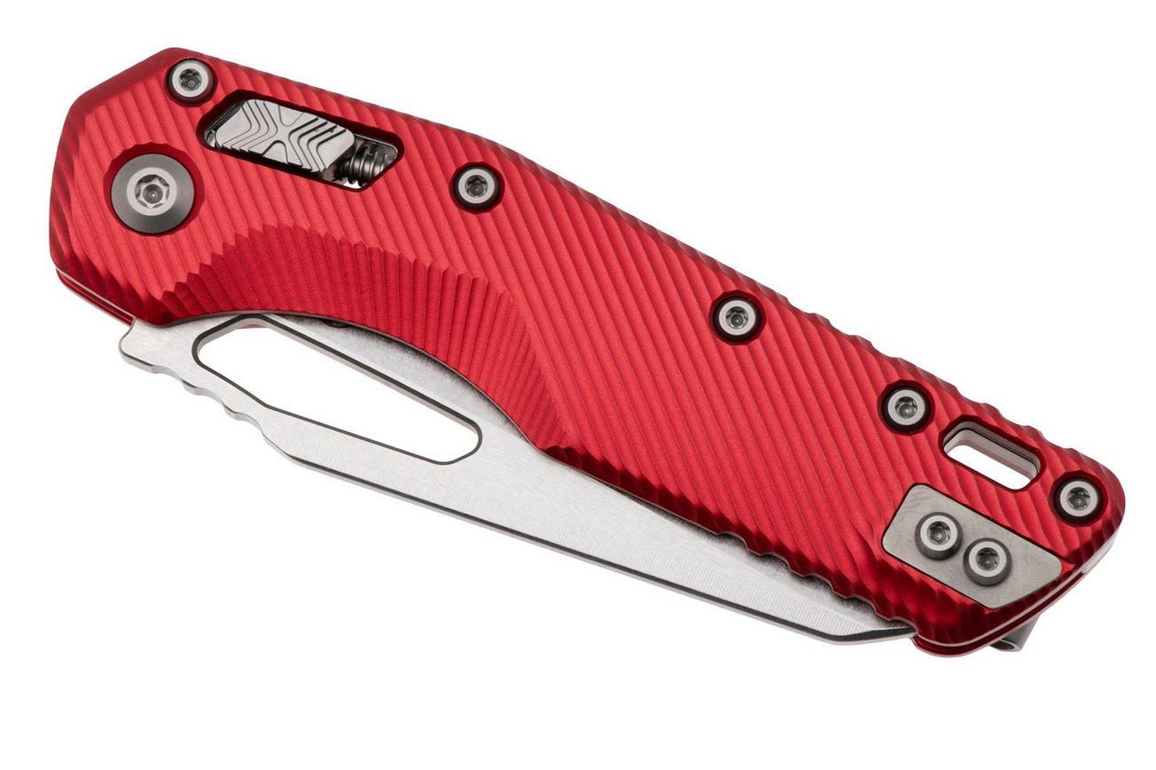 Microtech MSI Standard Issue 210-11FLRD, Stonewashed M390MK, Fluted Red Aluminum, partly serrated zakmes