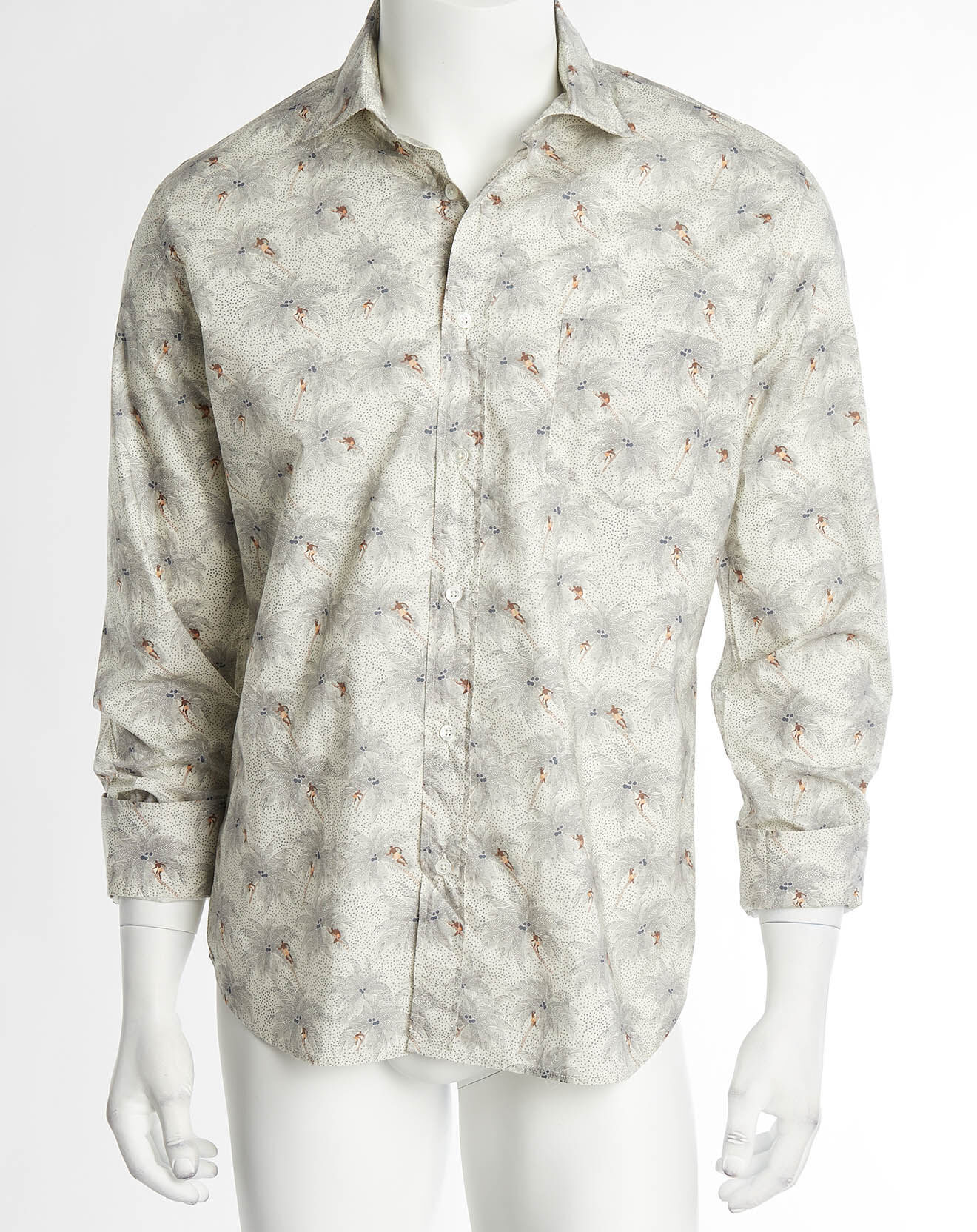 Hartford Chemise regular Paul imprimé Cocotier écru/gris