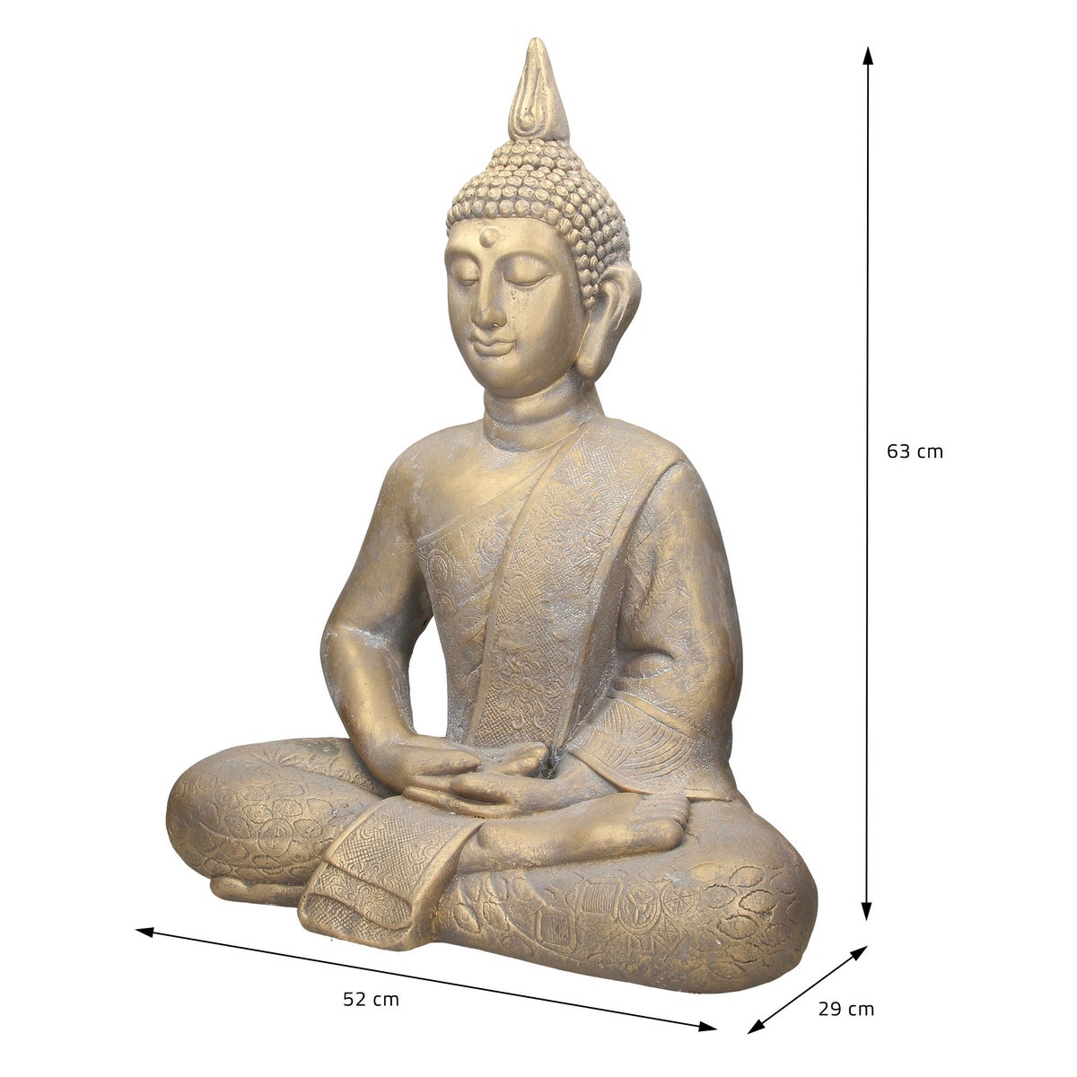 ECD Duitsland Boeddhabeeld, zittend, 63 cm hoog, gemaakt van weerbestendig polyresin, brons, Feng Shui, Boeddhabeeld als decoratie voor huis, appartement en tuin, tuinbeeld, decoratief figuur, sculptuur voor binnen en buiten