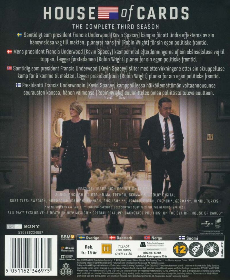 House Of Cards - Sæson 3 - Blu-Ray