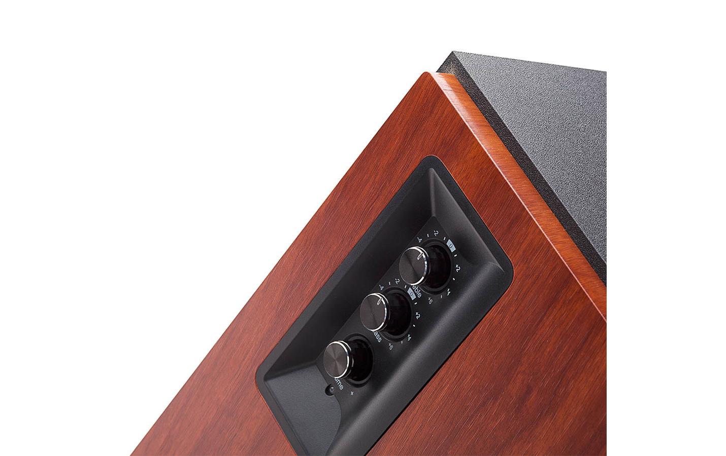 Regallautsprecher Paar R1700BT Braun<br>Aktive 2.0 Regallautsprecher mit viel Leistung, Bluetooth und 2x Cinch-Eingängen