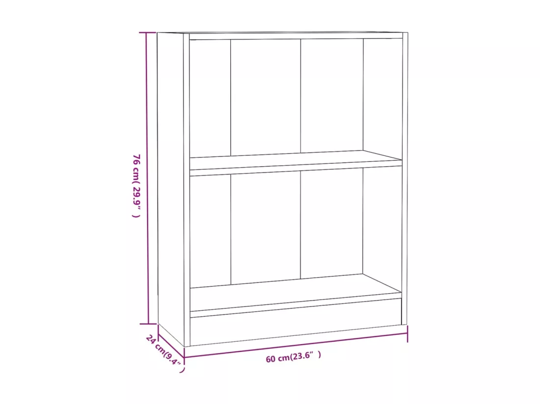 Bibliothèque Chêne fumé 60x24x74,5 cm Bois d'ingénierie