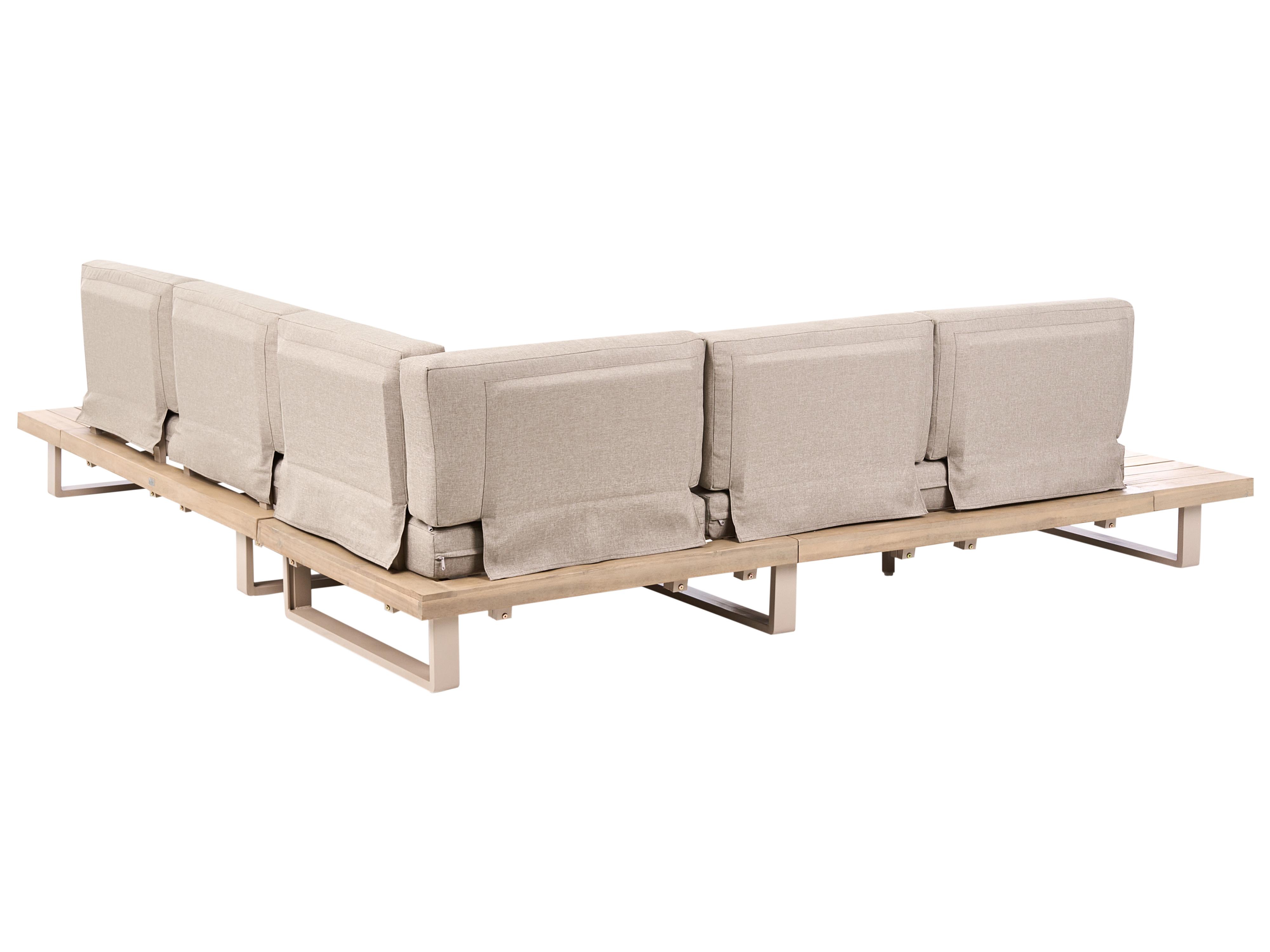 Tuin hoekloungeset met tafel 5-zits MYKONOS rechtszijdig Gecertificeerd acaciahout Taupe