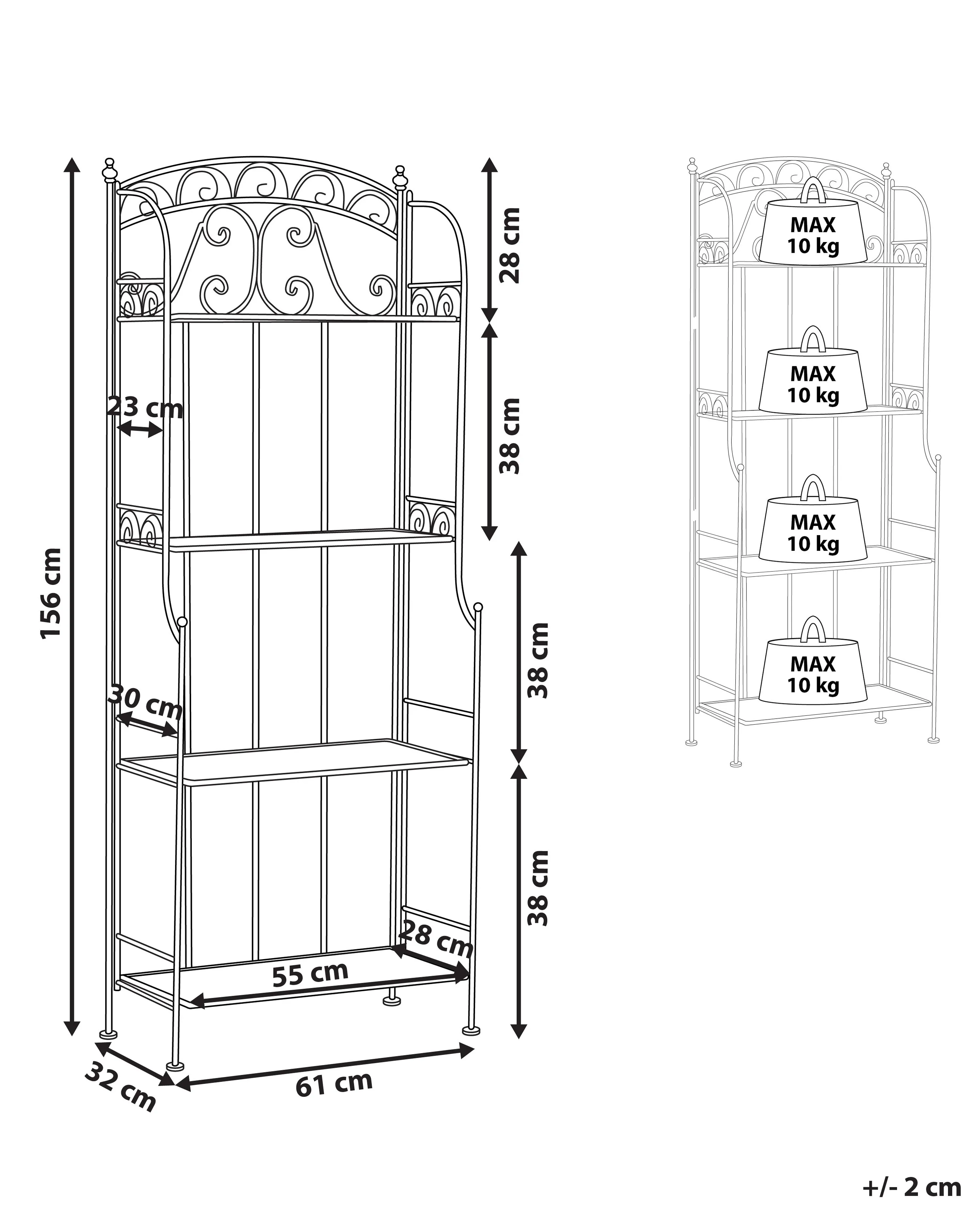 Rek PADUA Metaal 61 cm 32 cm Wit