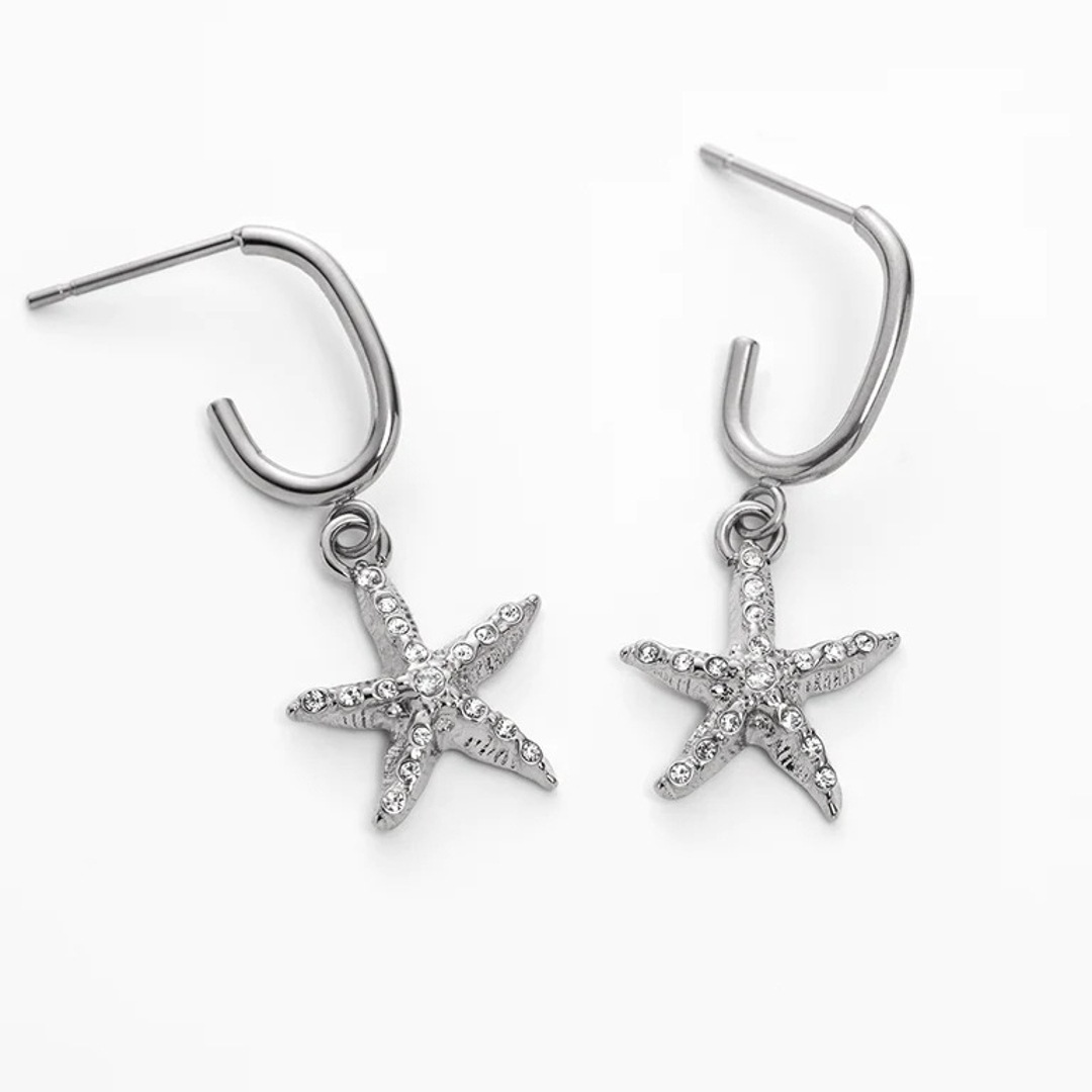 Paul Hewitt Sea Star Hoops Ohrringe Marinium Ocean Steel Silbrig