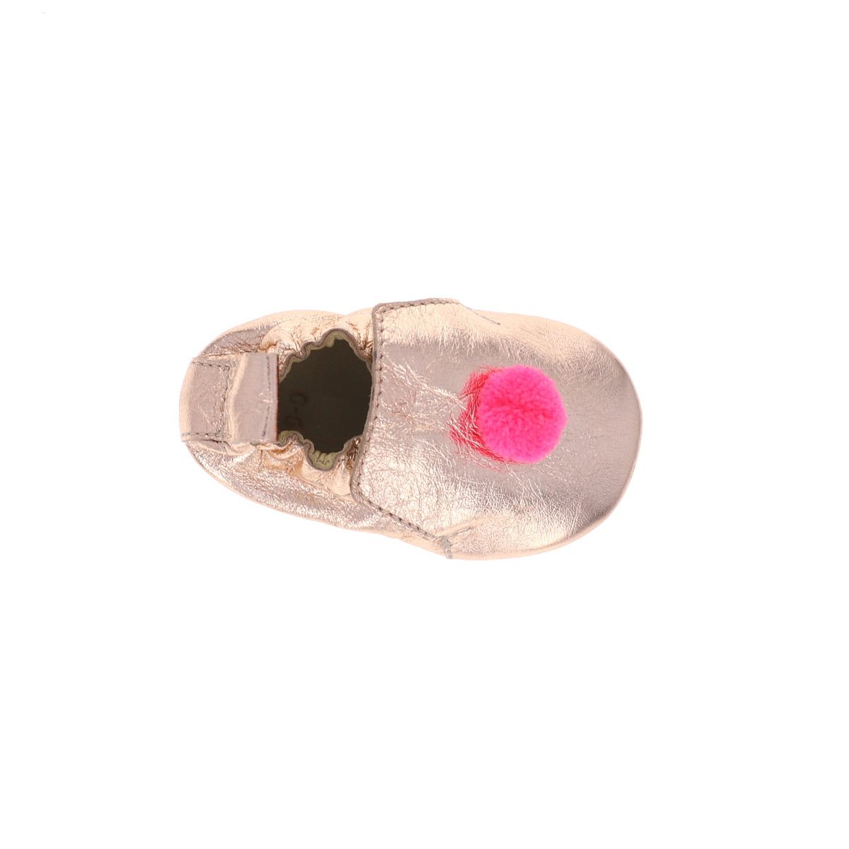 Chaussons bébé pompon rose fluo