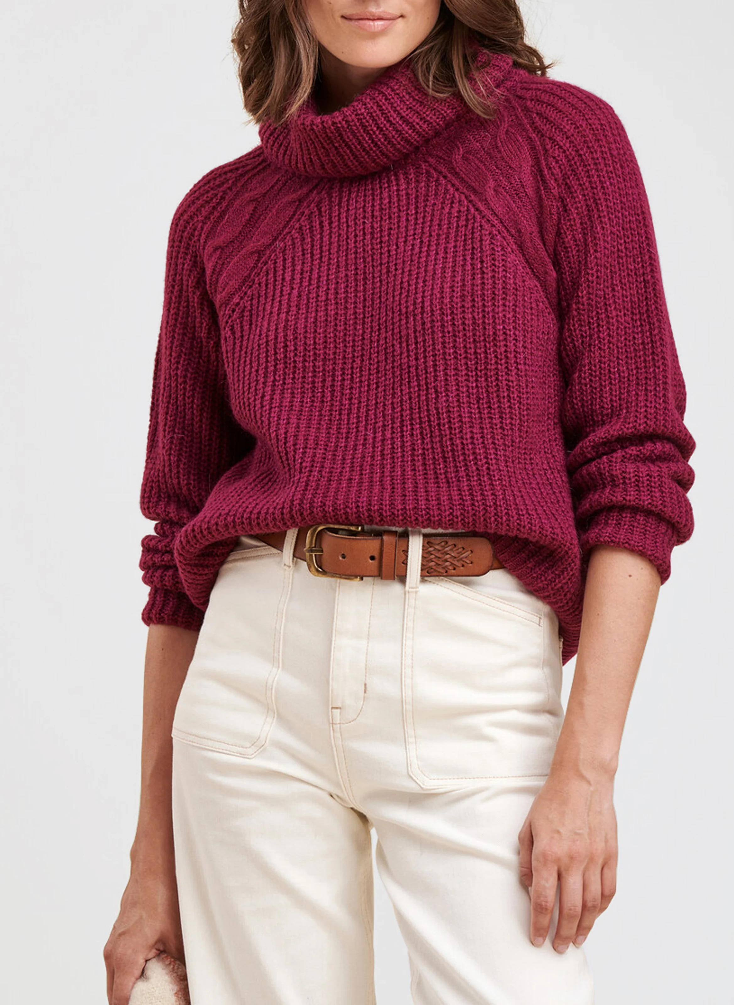 Pull tricot col roulé| Violet