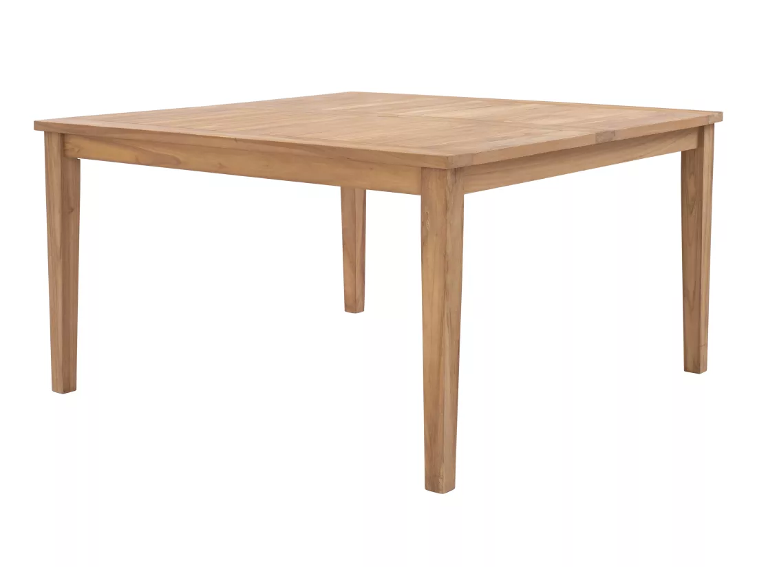 Salle à manger de jardin en teck : 1 table carrée + 4 fauteuils - Naturel clair - ALLENDE de MYLIA