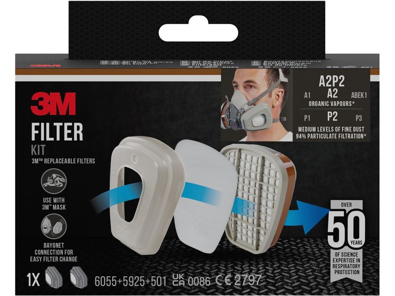 3M Ersatzfilter 6002CR A2P2 Wechselfilter 2 Stück