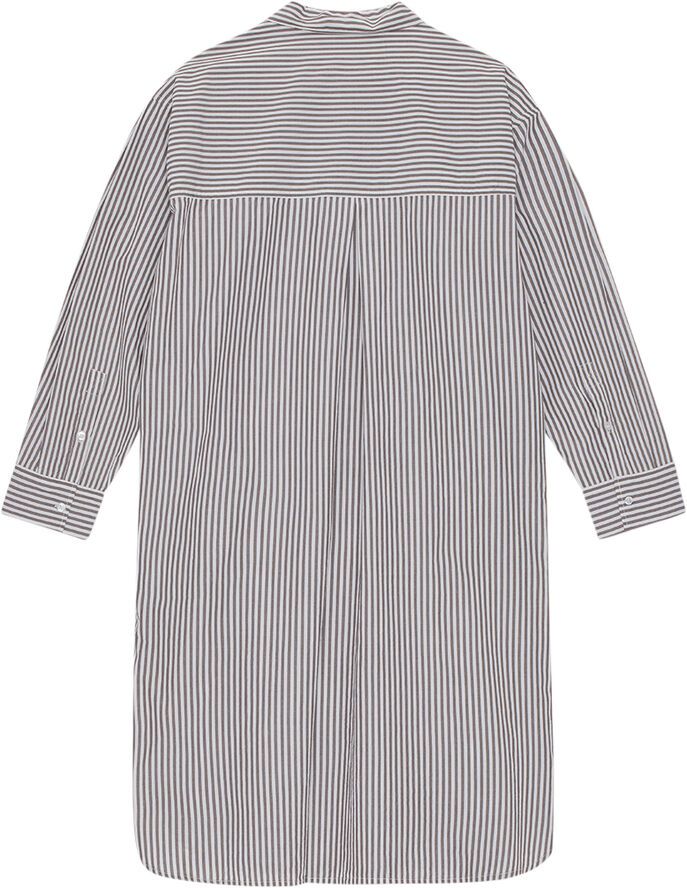 Moshi Moshi Mind relieve shirtdress stripe Dark taupe / ecru