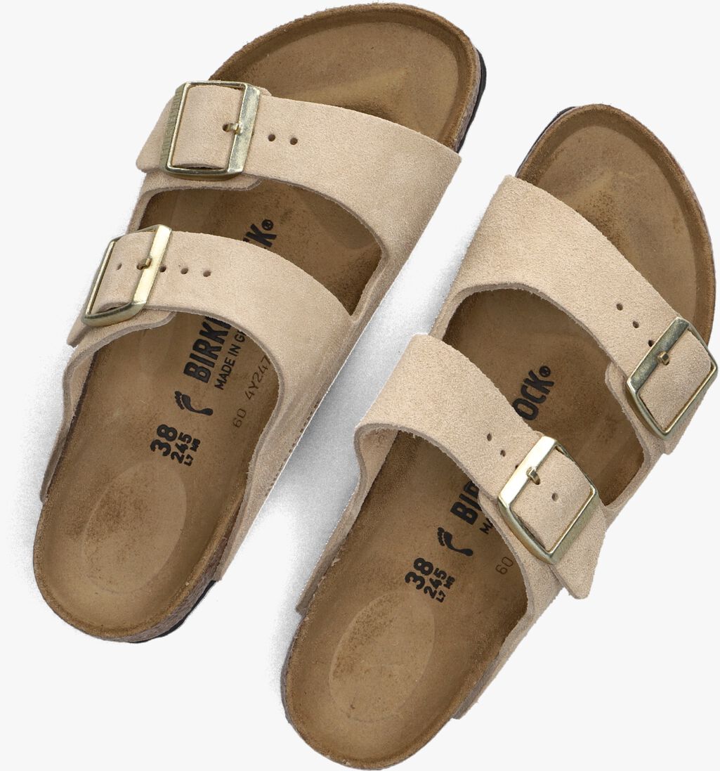 beige birkenstock slippers arizona dames