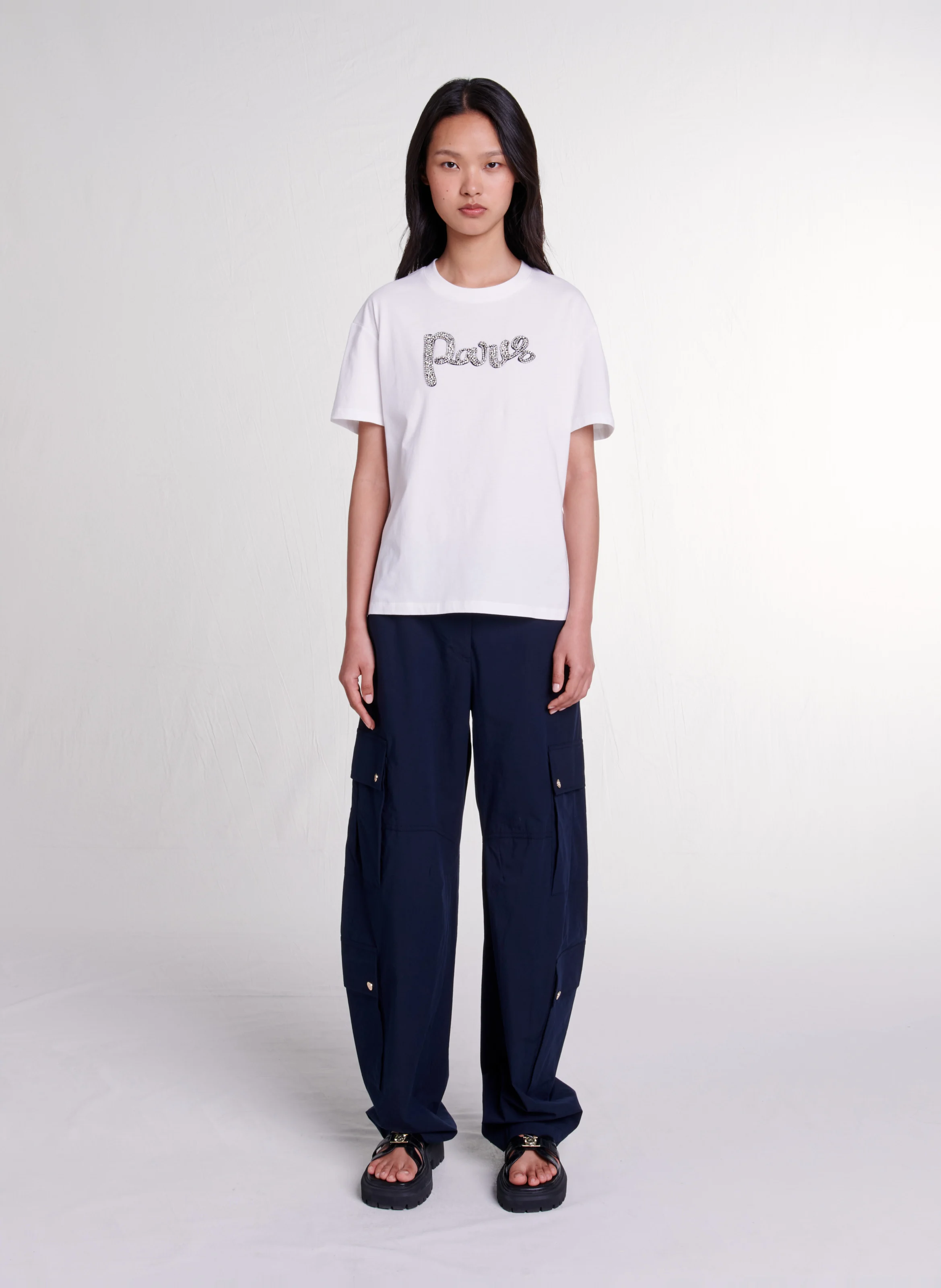 Tee-shirt droit col rond en coton | Blanc