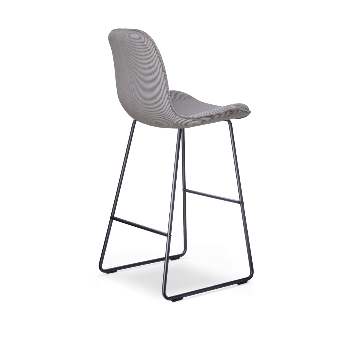 Barkruk Nino-Fé rib warm grijs - zwart onderstel - 75 cm