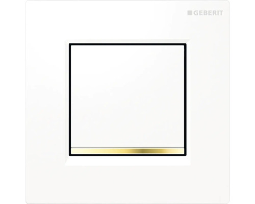 GEBERIT urinoirbediening type 30 pneumatisch, witte glanzende plaat / gouden sierband 116.017.KK.1