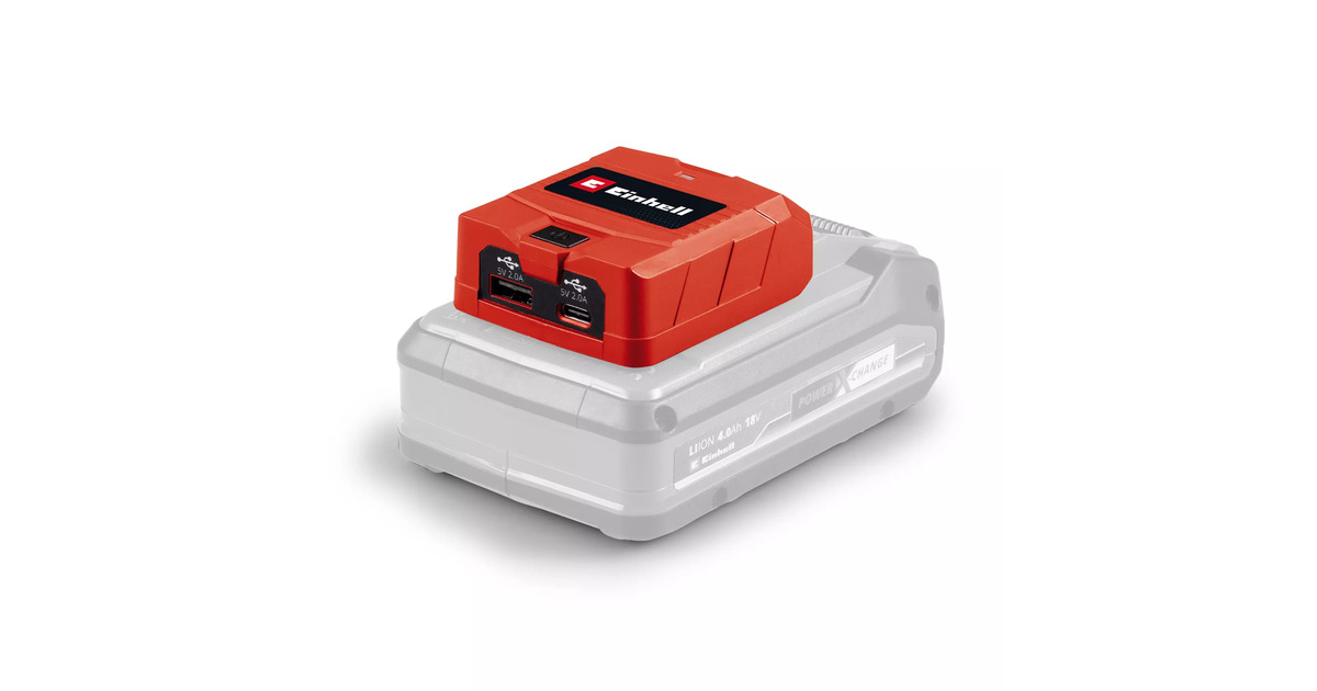 EINHELLAccu USB-Powerbank TC-CP 18 Li USB A/C-Solo adapter  (Rood, Accu en oplader niet inbegrepen)