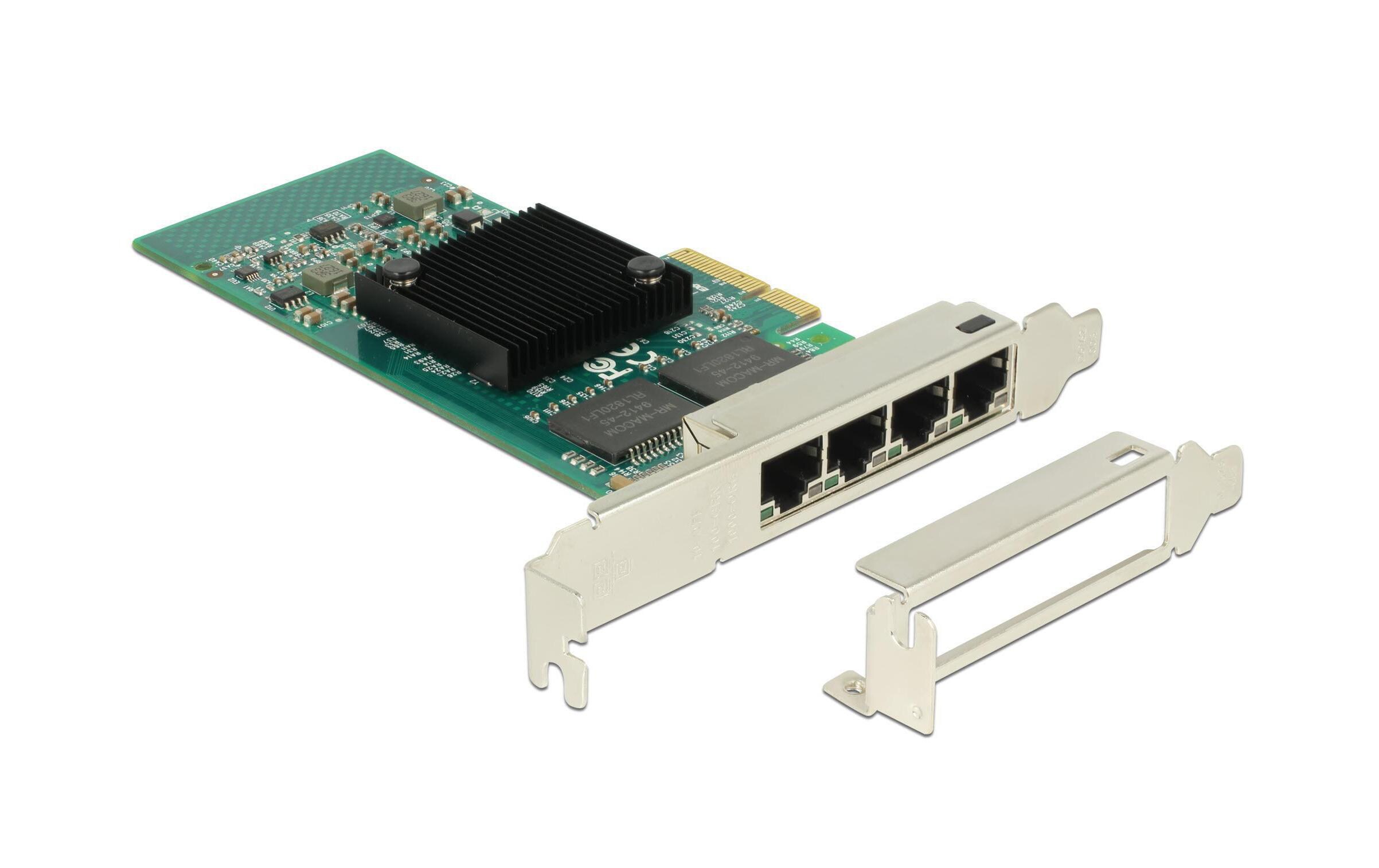 Netzwerkkarte 4x1Gbps, PCI-Express x4, Intel i350 Chipset<br>Delock PCI Express Karte zu 4 x Gigabit LAN