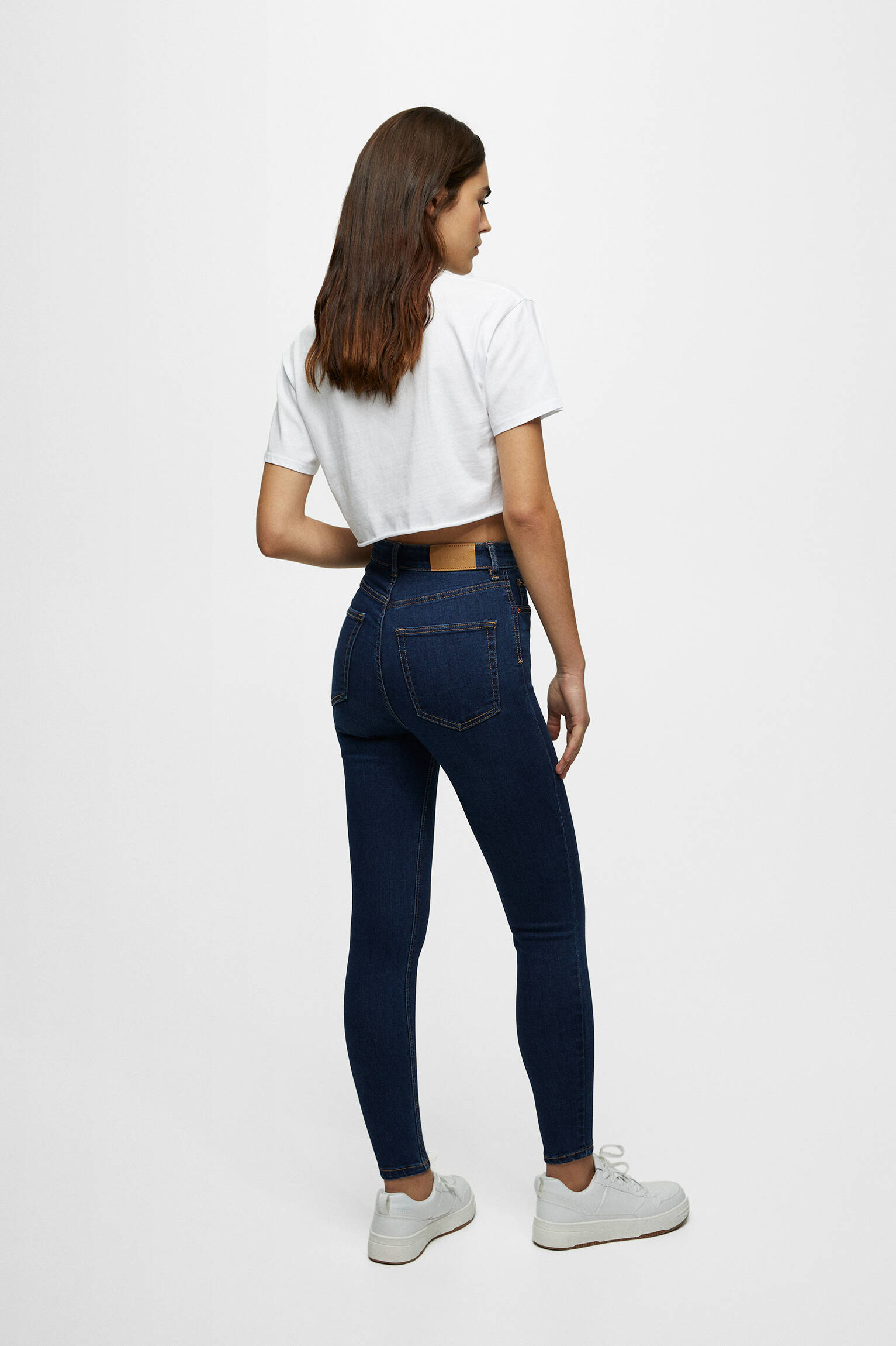 CALÇA JEANS SKINNY DE CINTURA ALTA - AZUL MARINHO