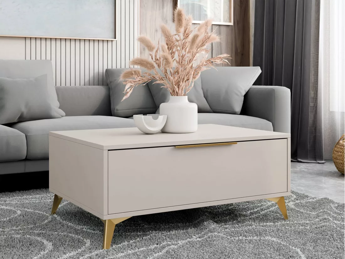 Table basse Comfivo Camlue 101, Beige, 45x75x104cm, Stratifié, Angulaire