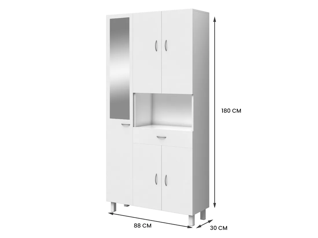 Colonne de salle de bain avec miroir sur pied - 180 cm - Blanc - MINELA