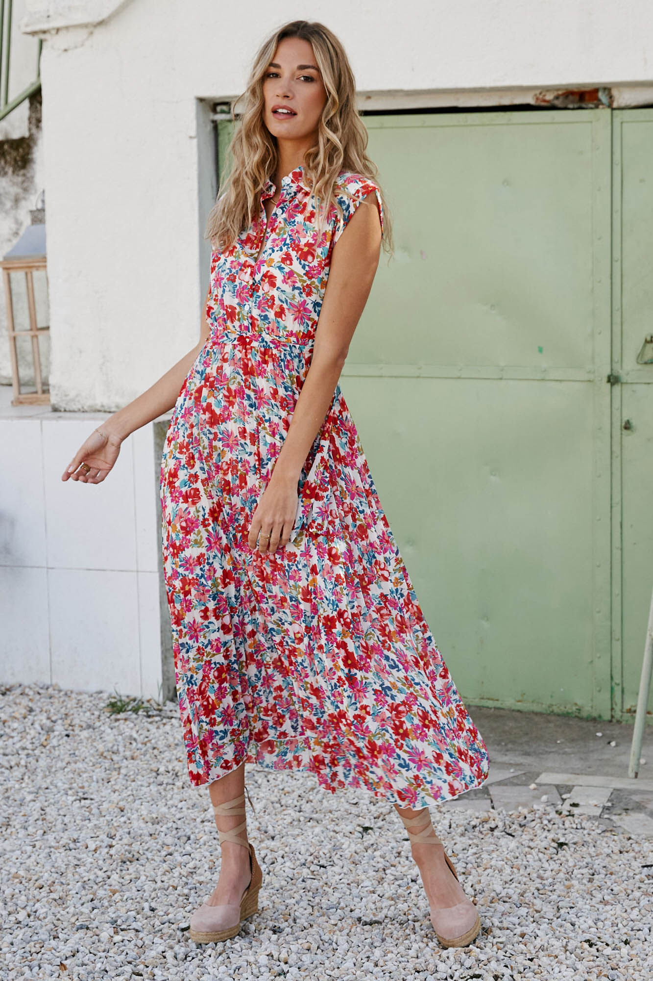 Vestido plissado Nala - Vermelho