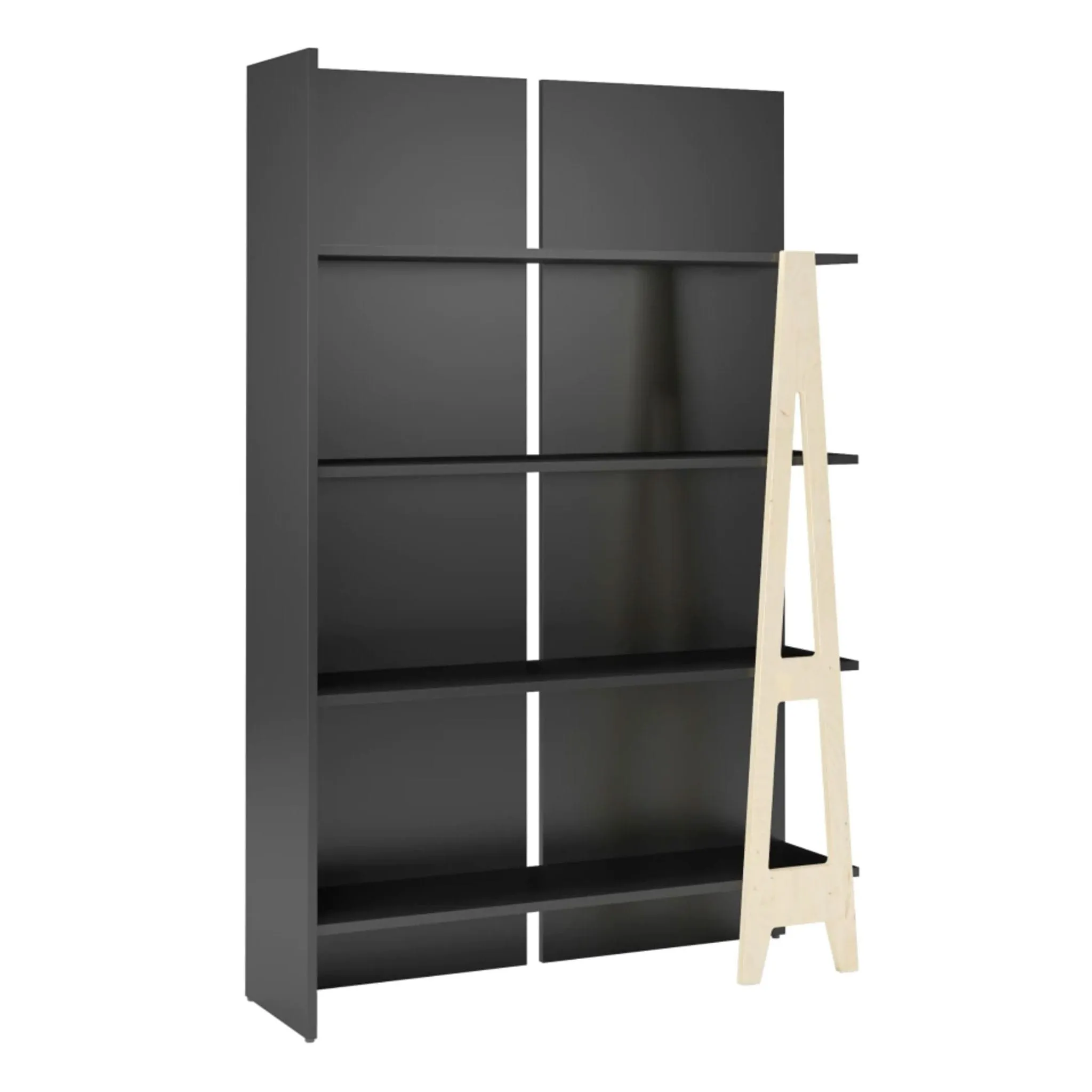 Nexera Ensemble Bureau et Bibliothèque Atypik - Noir  Contreplaqué de Merisier